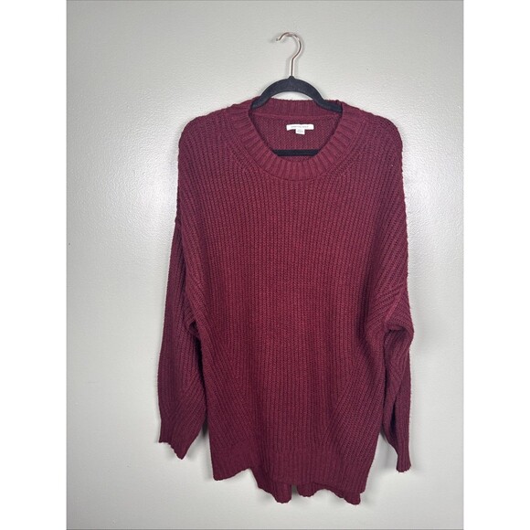 American Eagle Outfitters Big Comfy Oversized Sweater Maroon‎ Hi Low Size Small - Picture 1 of 8